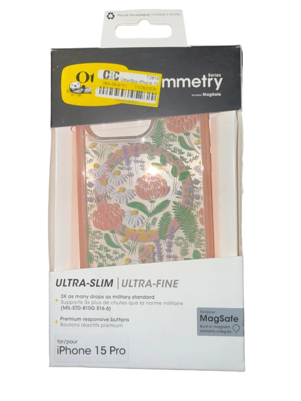 OtterBox SYMMETRY SERIES Case Apple iPhone 15 Pro Peachy Bloom New in Box